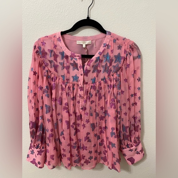 LoveShackFancy Dionne Top Millennial Pink Size XS - Picture 4 of 6